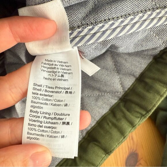 J. Crew Limited Edition Cropped Quilted Barn Jacket Green Corduroy Collar M - Picture 8 of 10